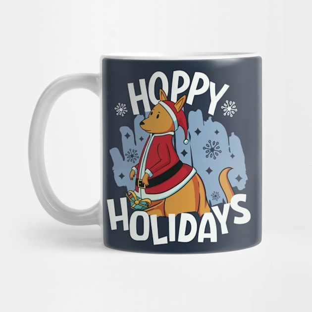 Hoppy Holidays // Funny Christmas Kangaroo by SLAG_Creative